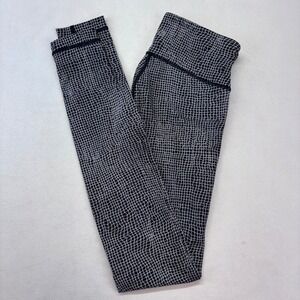 Lululemon Align High Rise Full Length Leggings Black White Grid Pattern Size 6